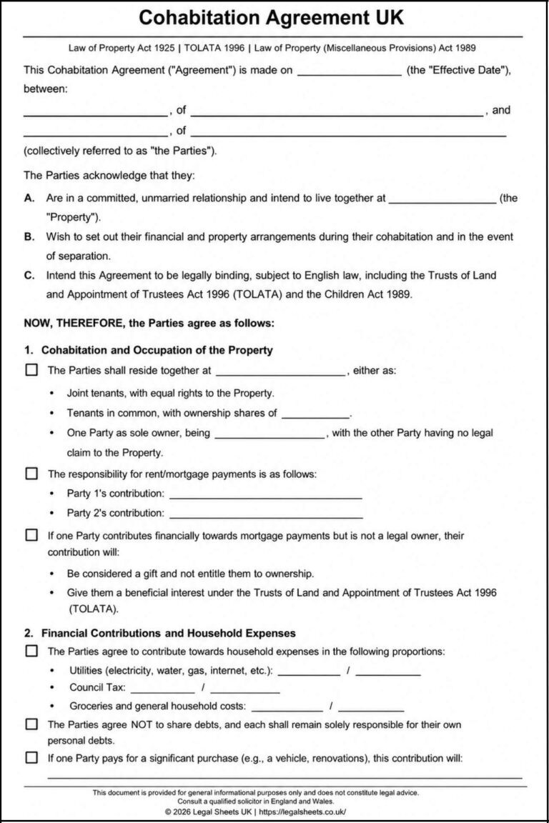 Cohabitation Agreement