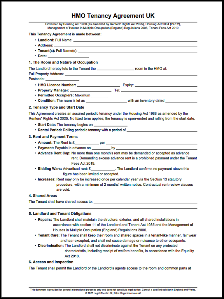 HMO Tenancy Agreement