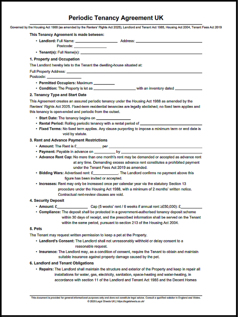 Periodic Tenancy Agreement