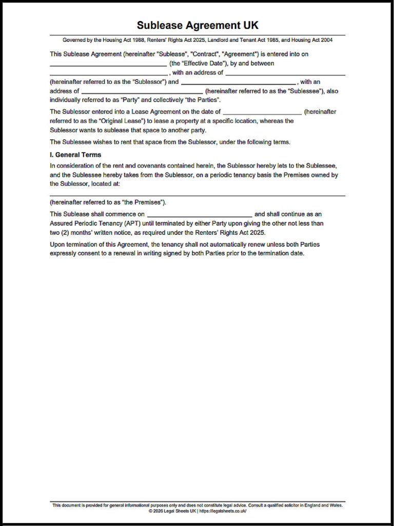 Sublease Agreement