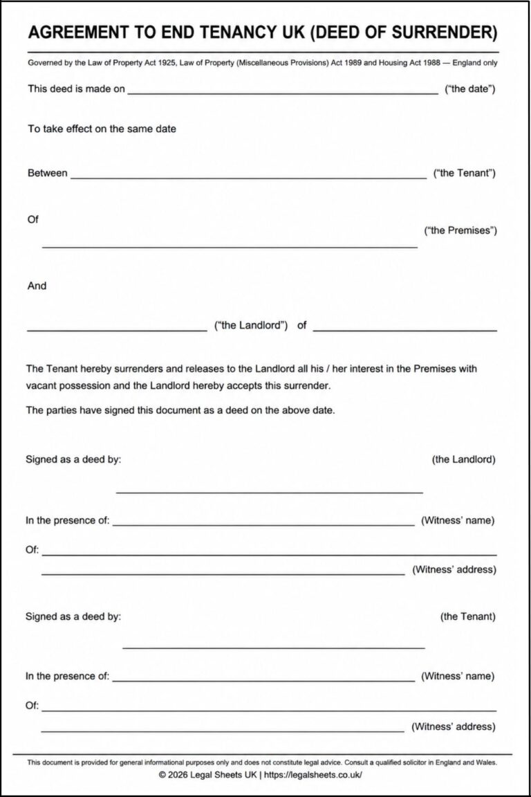 Tenancy Surrender Agreement