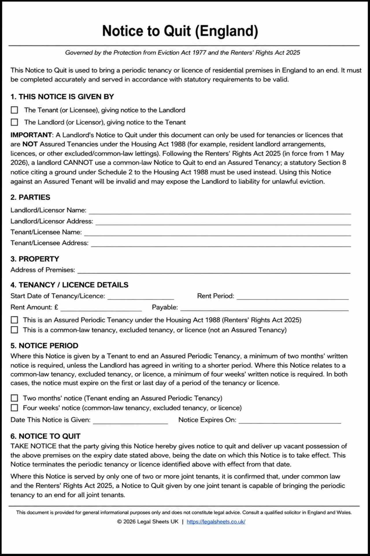 Notice to Quit