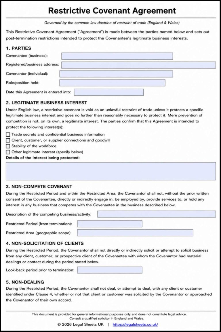 Restrictive Covenant Agreement