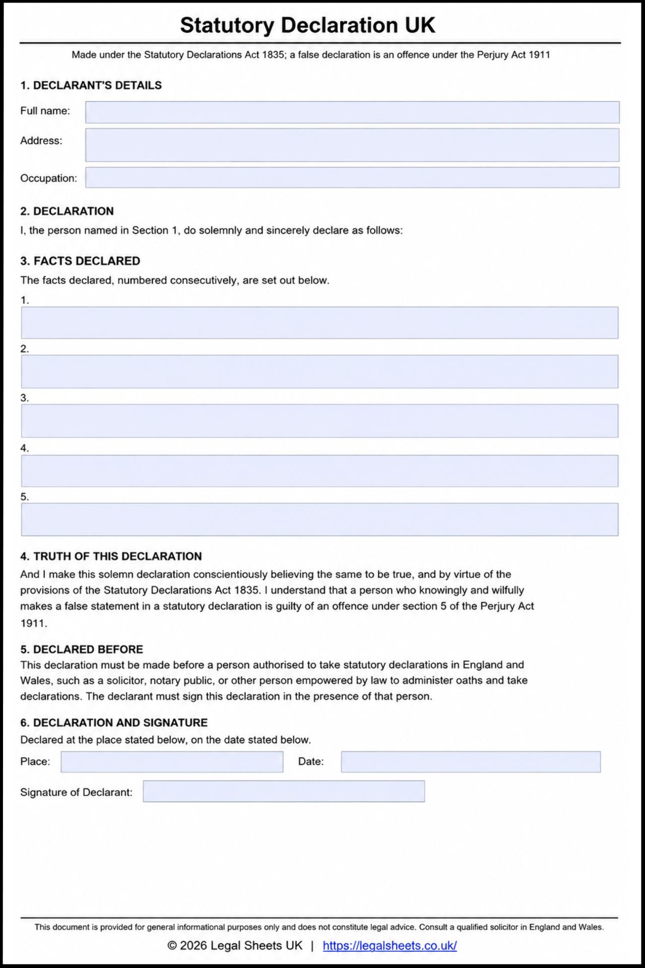 Statutory Declaration
